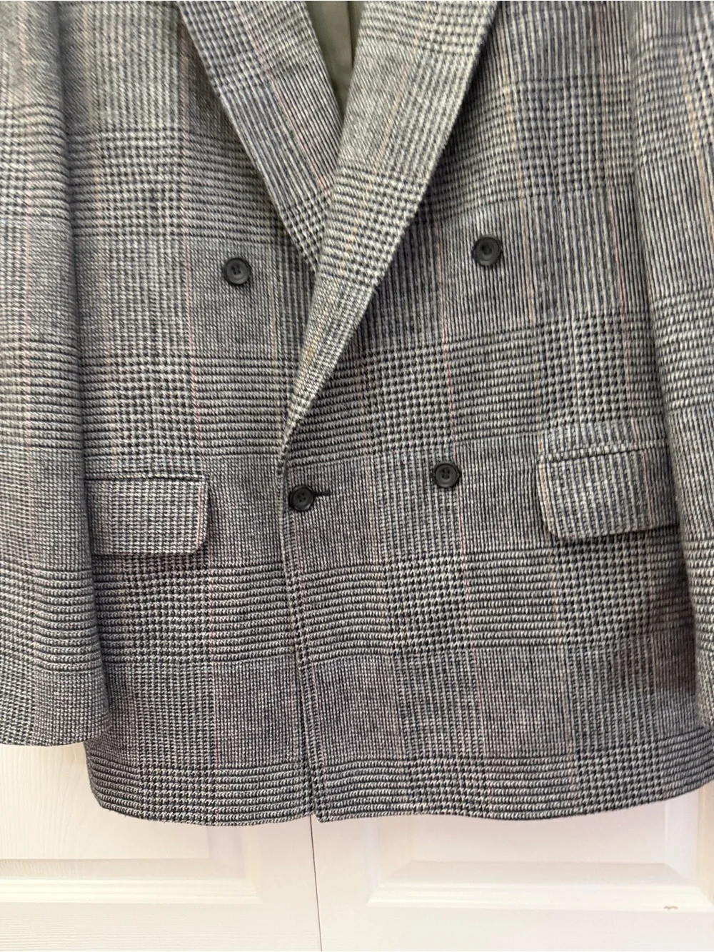 Evan Picone Gray Glen Plaid Double-Breasted Sport Coat